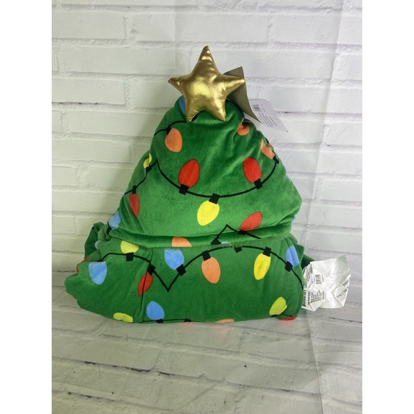 Pillowfort Christmas Tree Hooded Blanket Soft Plush Green Ornaments NEW - Picture 1 of 6